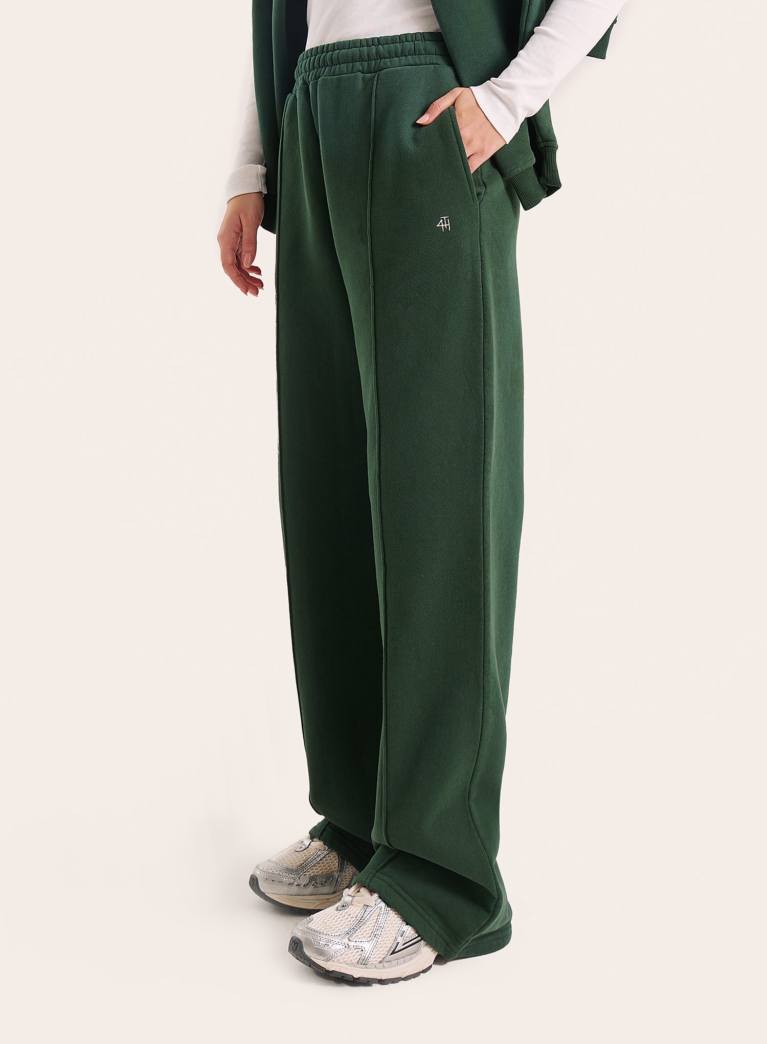 Green 4th Wide Leg Branded Joggers